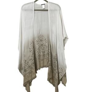 J.Jill Women’s Shawl Cover One Size Fits All Silk Blend Eyelet Lace‎
